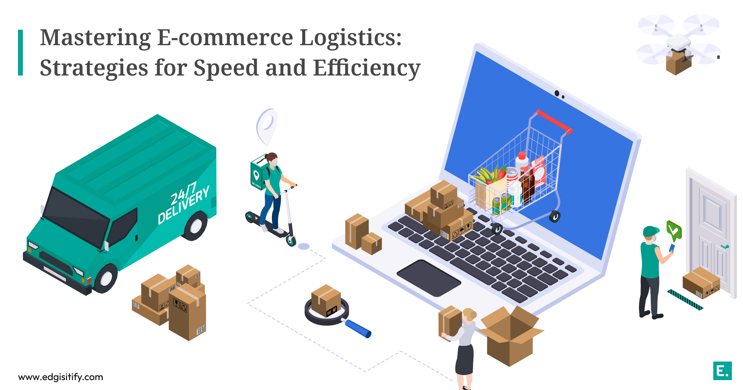 A warehouse worker is quickly picking and packing an order from a shelf, demonstrating speed and efficiency in e-commerce fulfilment.