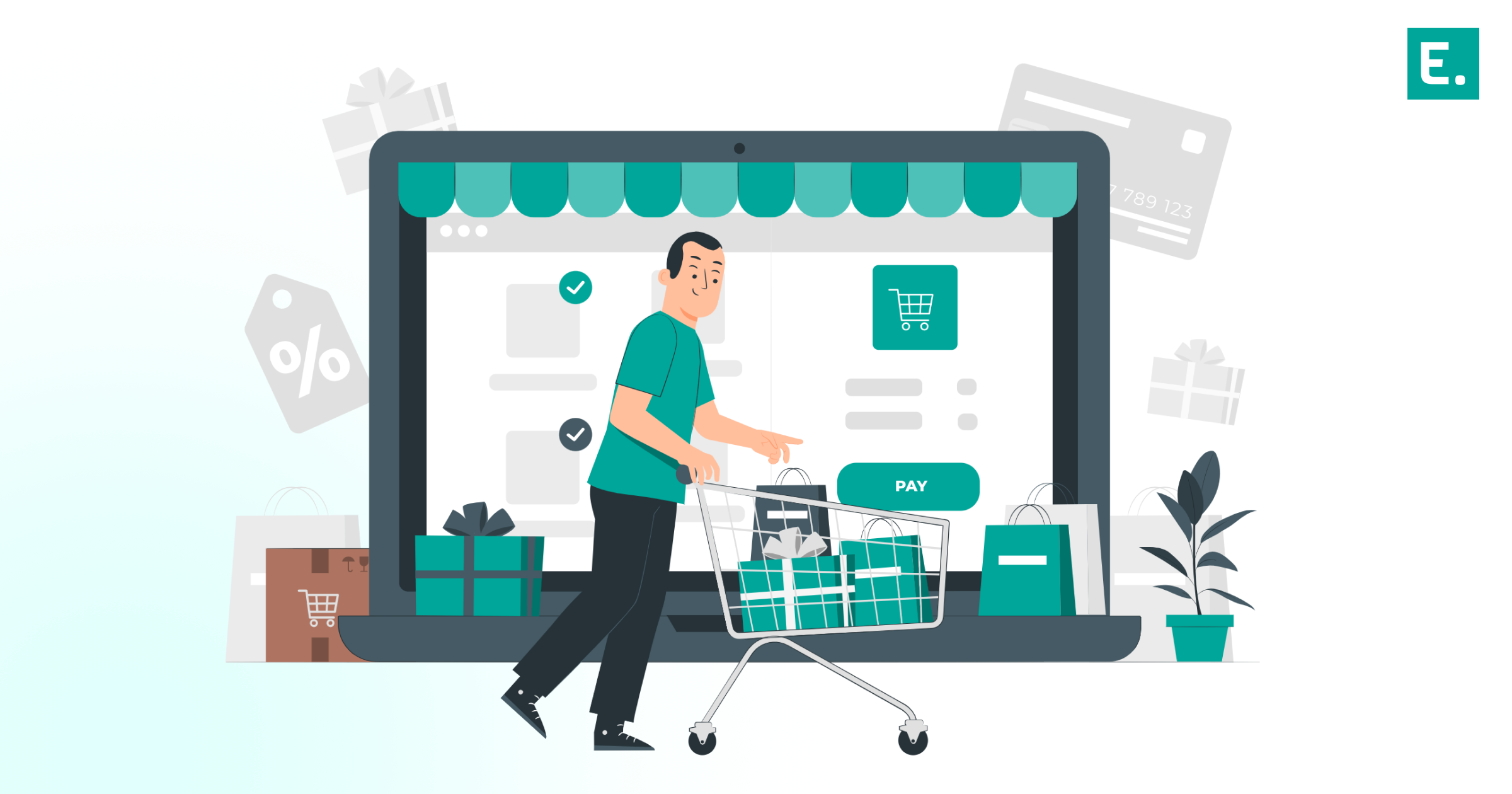 A fulfillment center layout using e-commerce warehouse management software to run an automated quality control system for returned retail products.