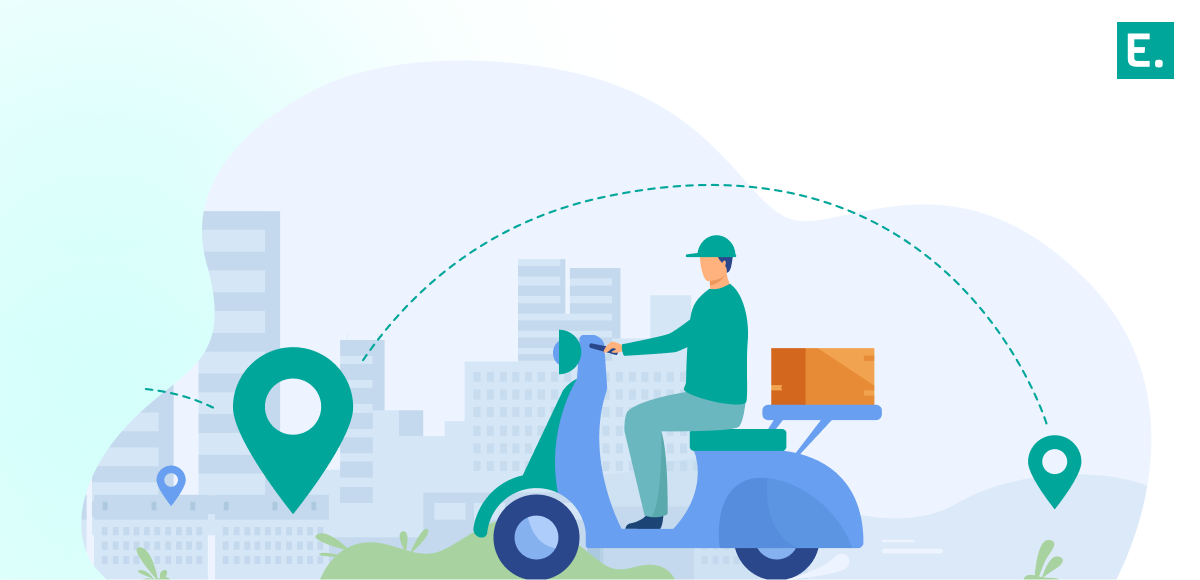 High-speed automated e-commerce fulfillment center with workers packing orders and smart inventory tracking software.