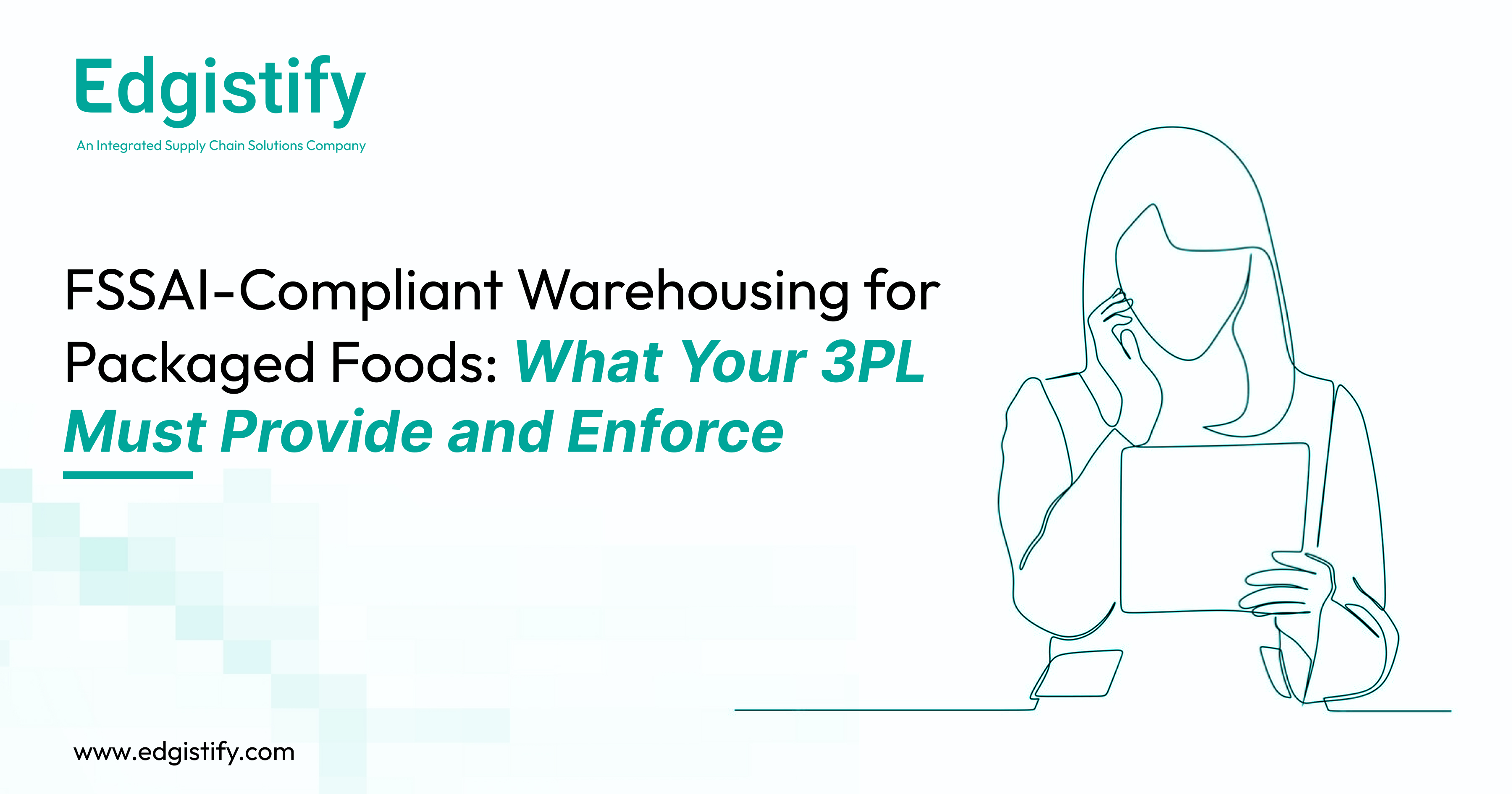 Edgistify's FSSAI-compliant food warehouse showing organized storage, batch labeling, and hygiene monitoring stations.