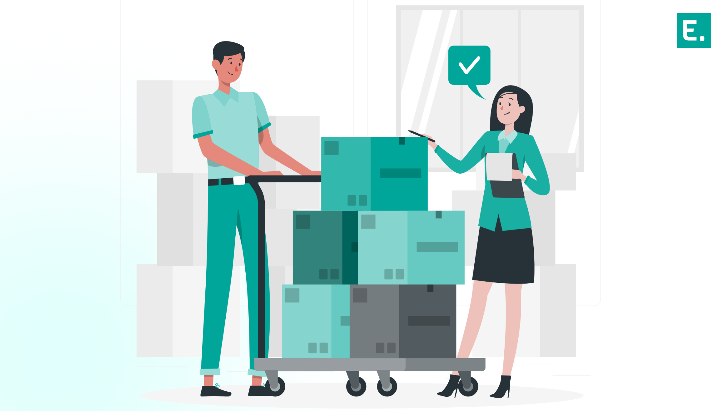 A systemic data loop diagram where ground-floor warehouse automation feeds real-time operational data back into an AI engine to continuously optimize logistics.