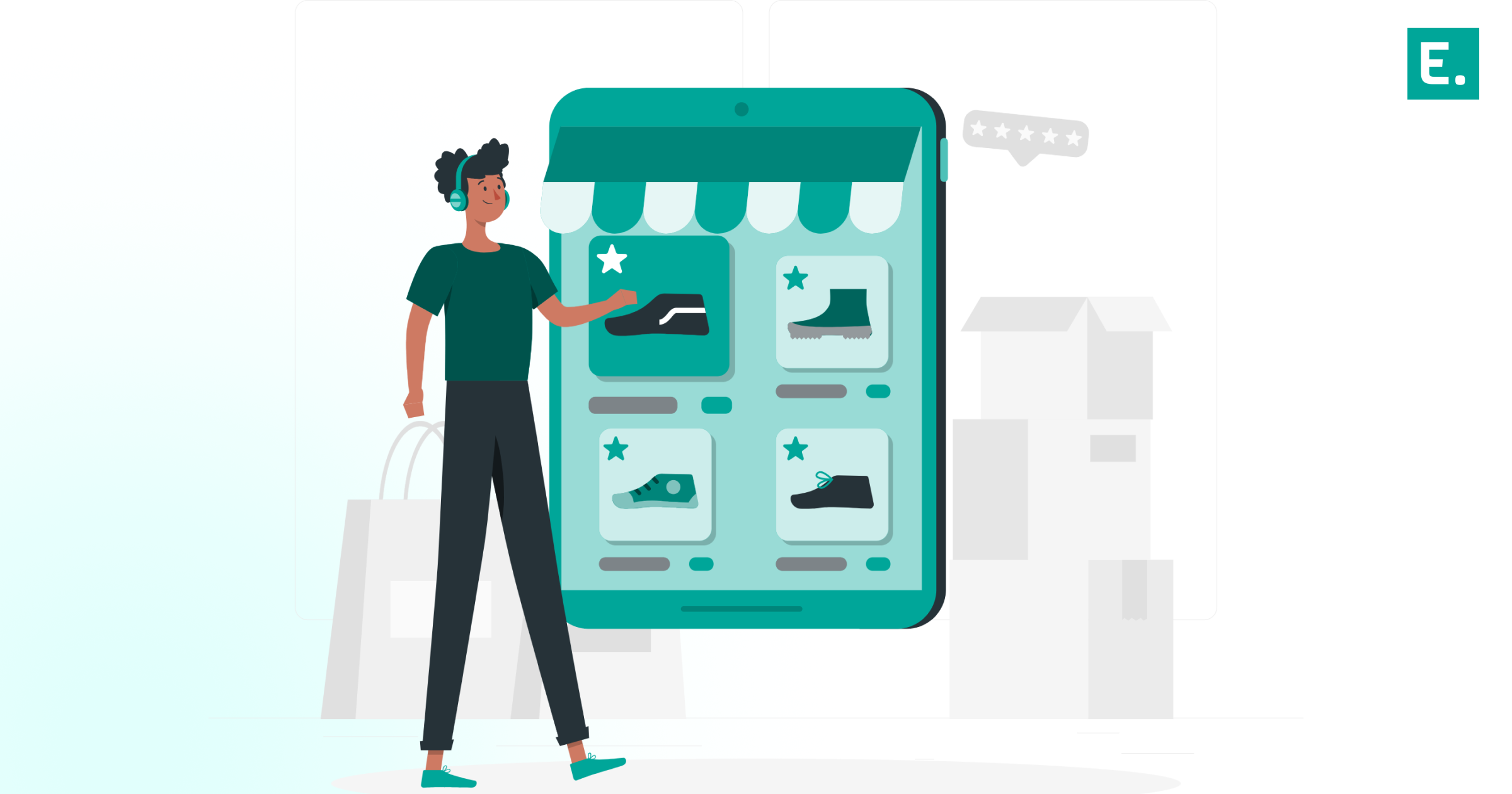 A warehouse worker scanning individual e-commerce items alongside bulk wholesale cases to illustrate unit-of-measure inventory processing logic.