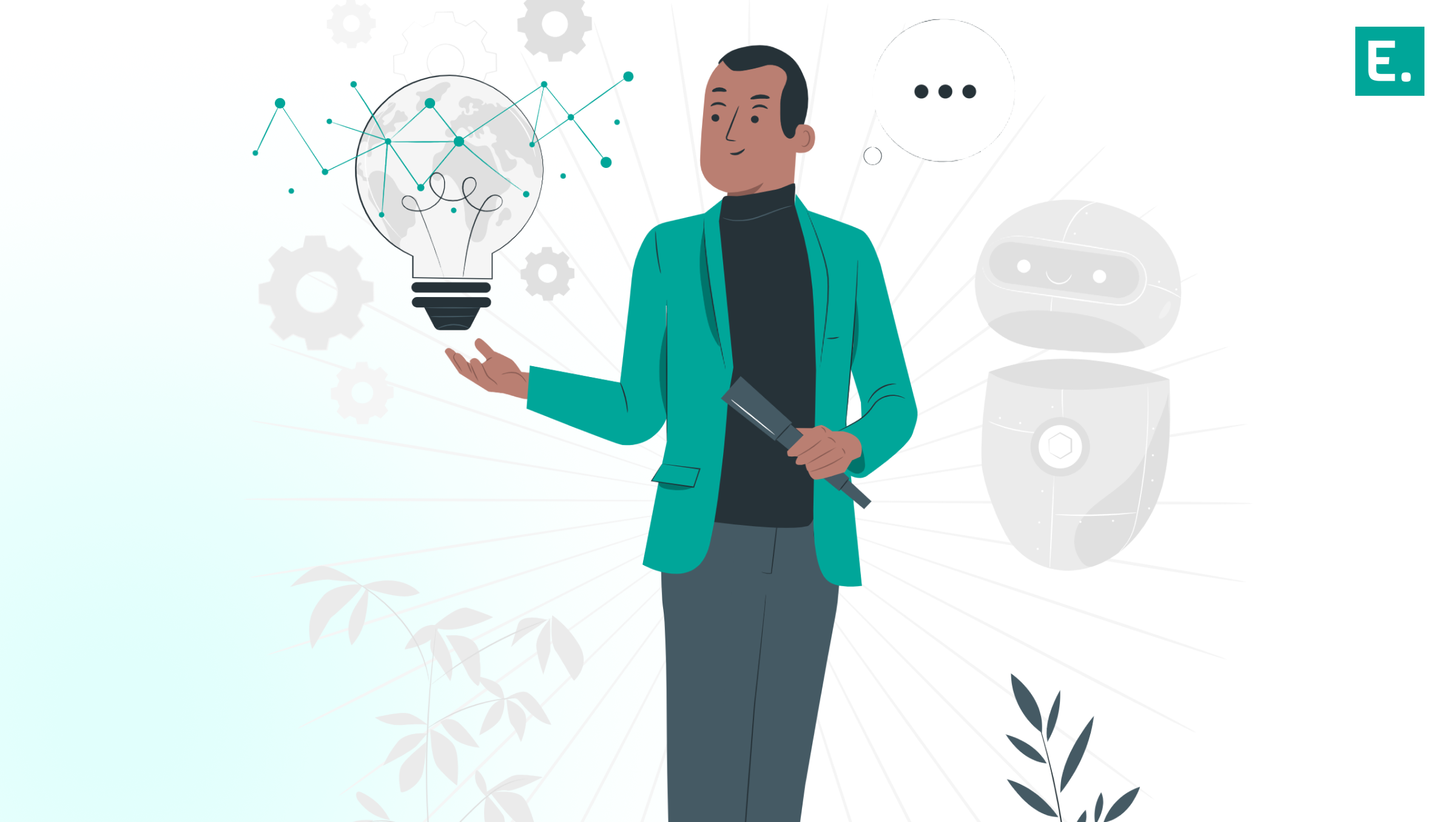 An e-commerce fulfillment manager on a busy warehouse floor guiding an automated guided vehicle caravan to align AI automation with real-world workflow paths.