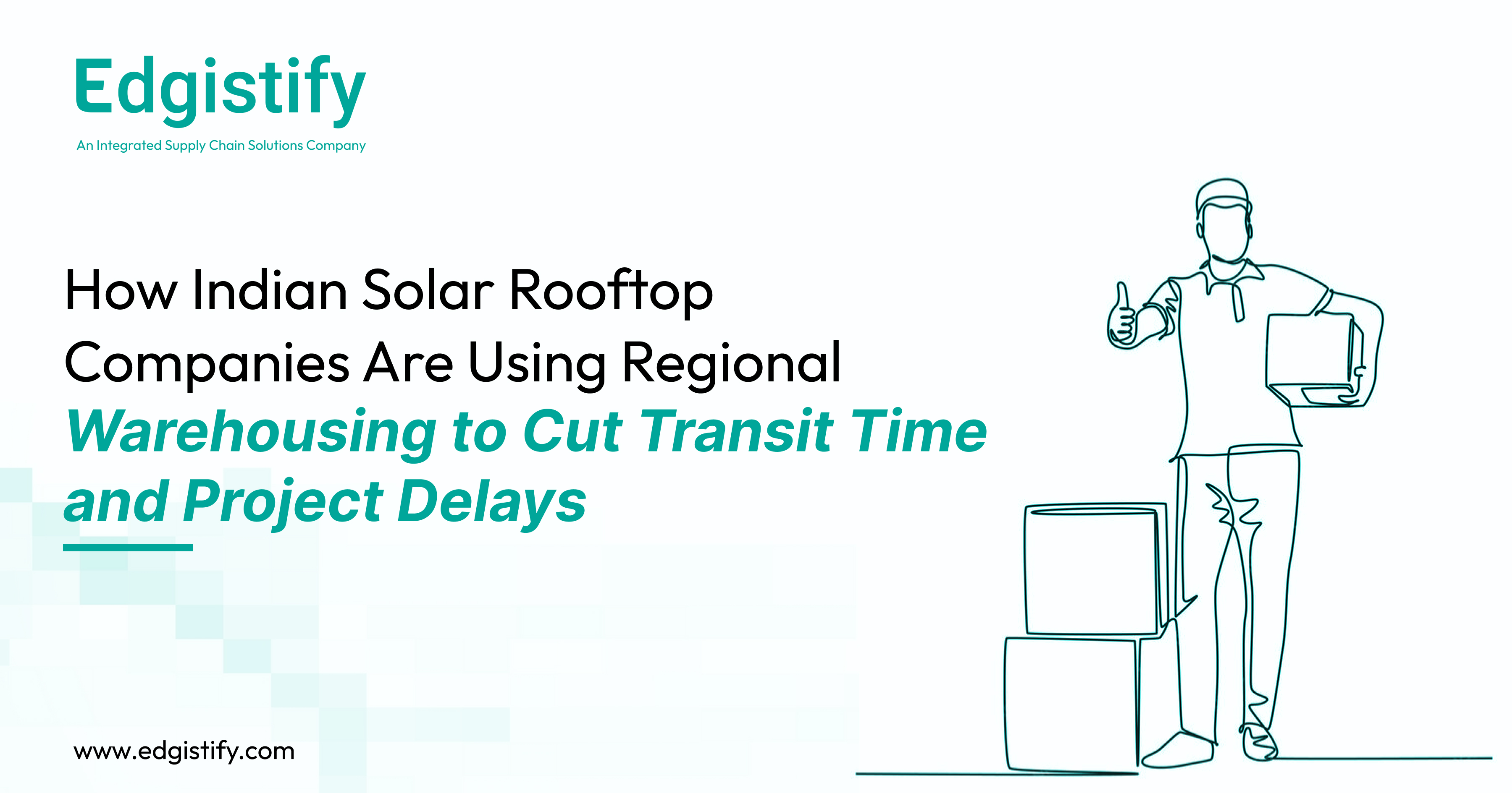 Edgistify's regional solar fulfilment center showing specialized panel racking, real-time inventory dashboards, and rapid-response delivery vehicles.